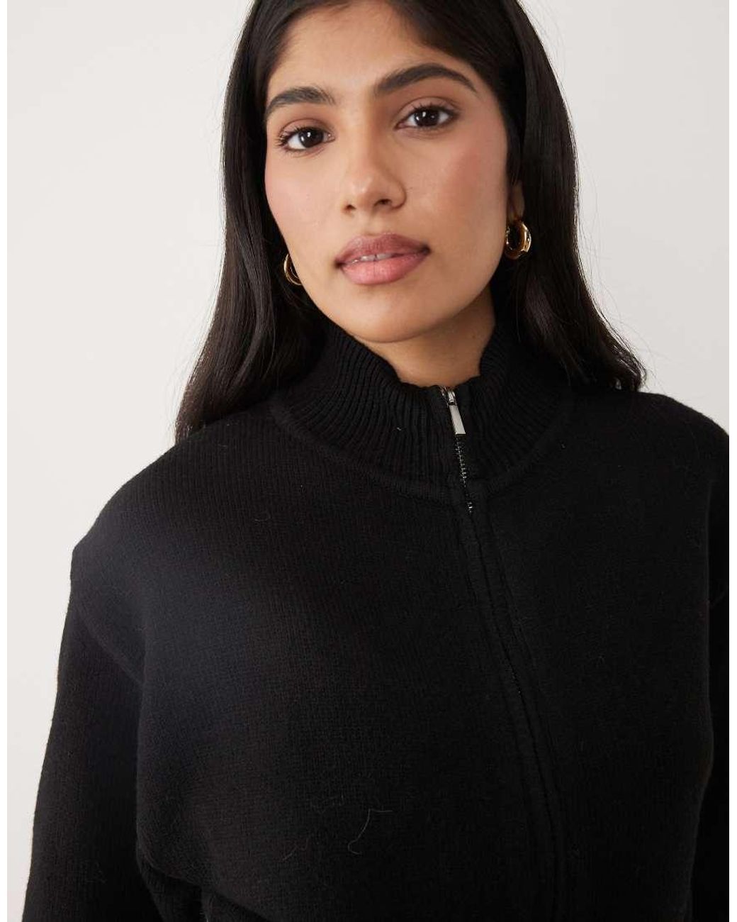 Cotton On Black Lotus Cinched Zip Knit
