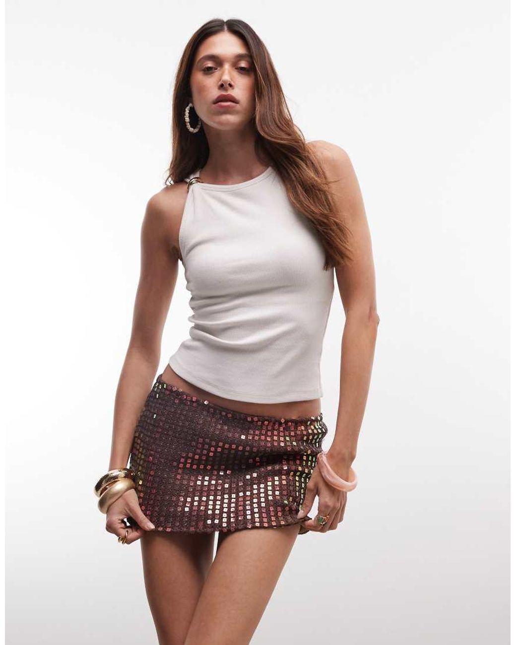 Motel Multicolor Olsa Sequin Mini Skirt Co-Ord