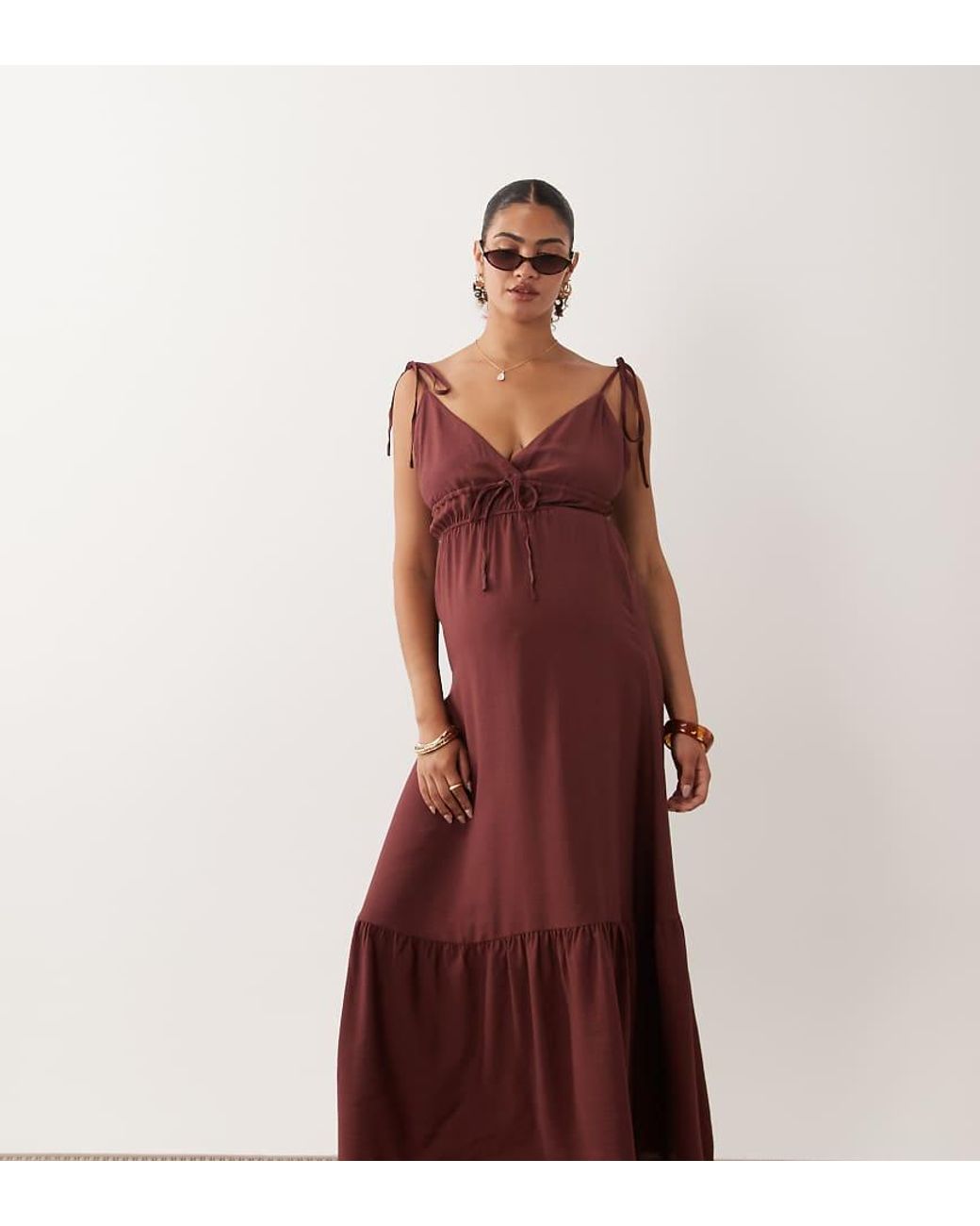 Vero Moda Red Tie Shoulder Cami Midi Tie Dress