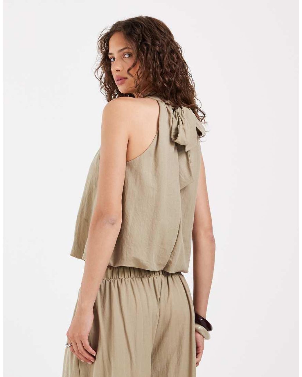 River Island Natural Linen-look Bubble Top