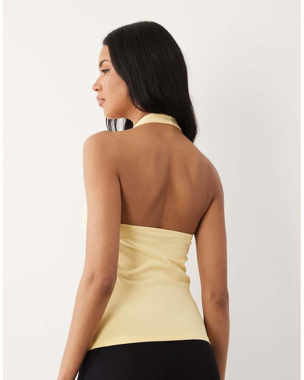 ASOS Black Cotton Plunge Halter Top