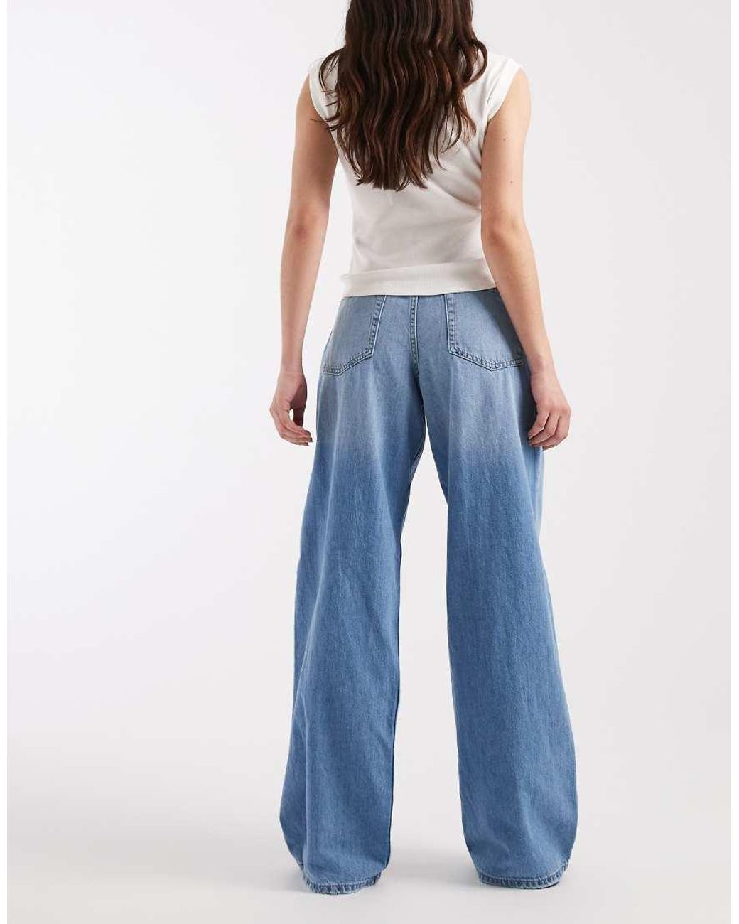 ONLY Blue Maya Mid Rise Wide Leg Jeans