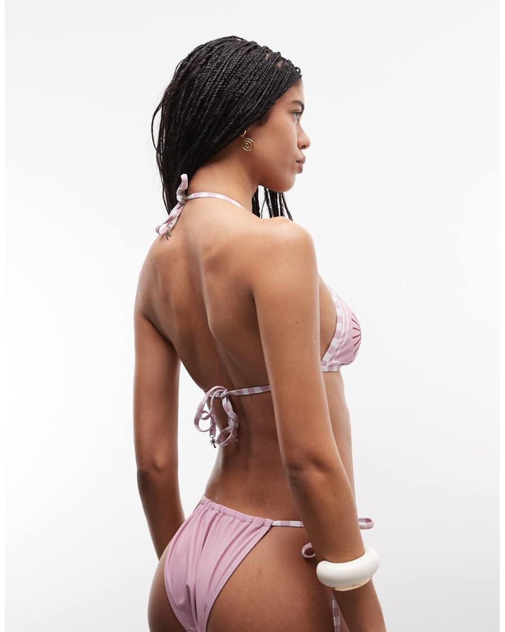 River Island Brown Tie Side Contrast Bikini Bottoms
