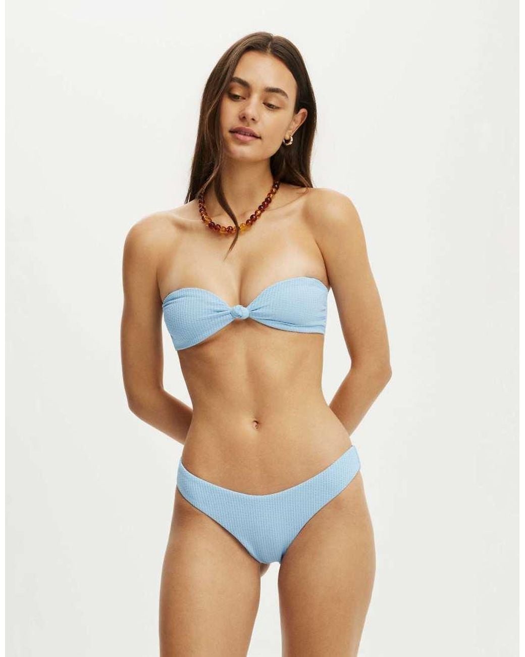 Cotton On Blue Knot Micro Bandeau Bikini Top