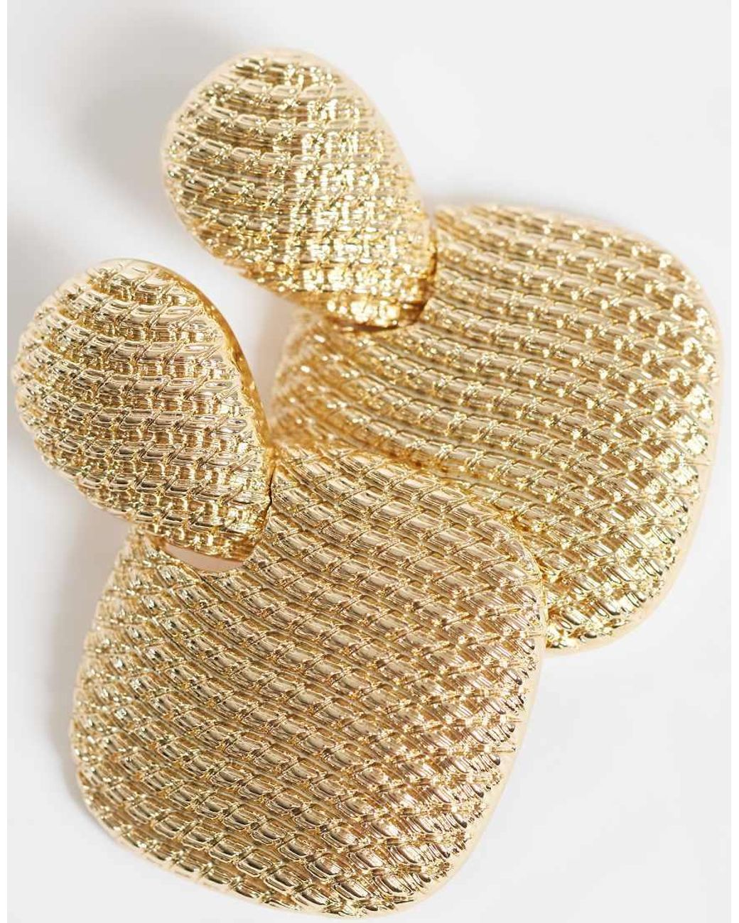 ASOS Metallic Drop Earrings With Textured Design