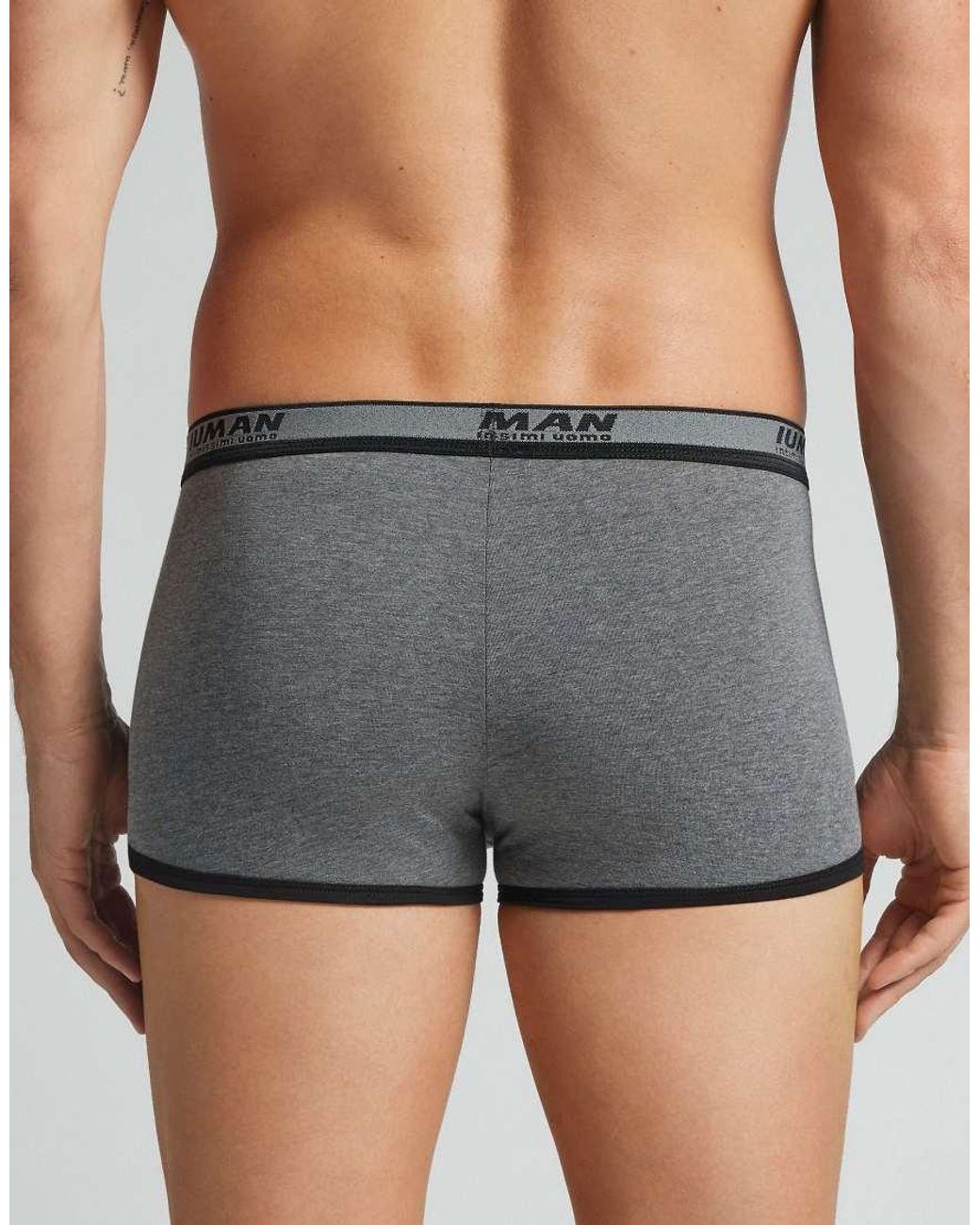 Intimissimi Gray Superior Cotton Boxers With Logo for men