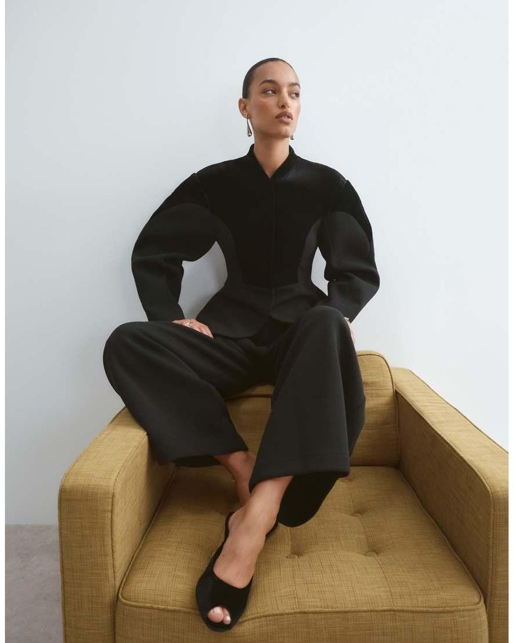ARRANGE Black Premium Tailored Barrel Leg Pants Set
