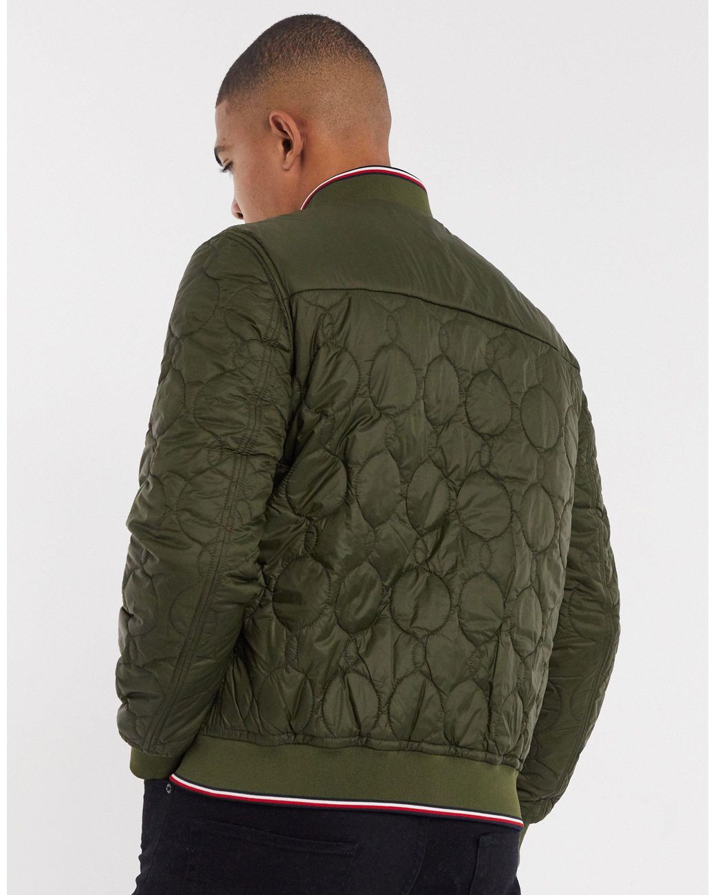 Tommy Hilfiger Reversible Quilt Bomber Jacket in Green for Men | Lyst