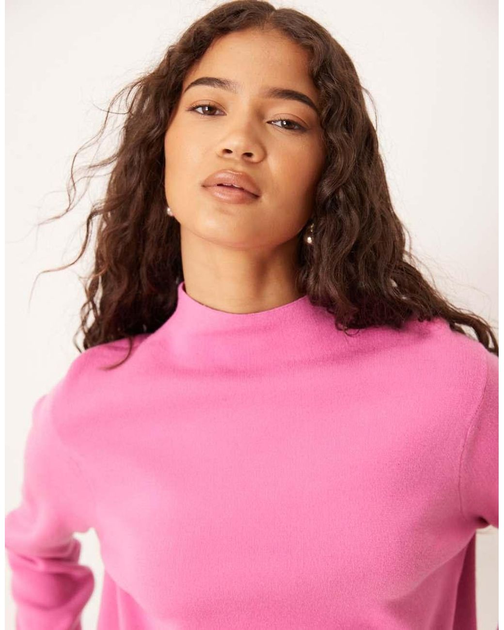 Mango Hoogsluitende Trui in het Pink