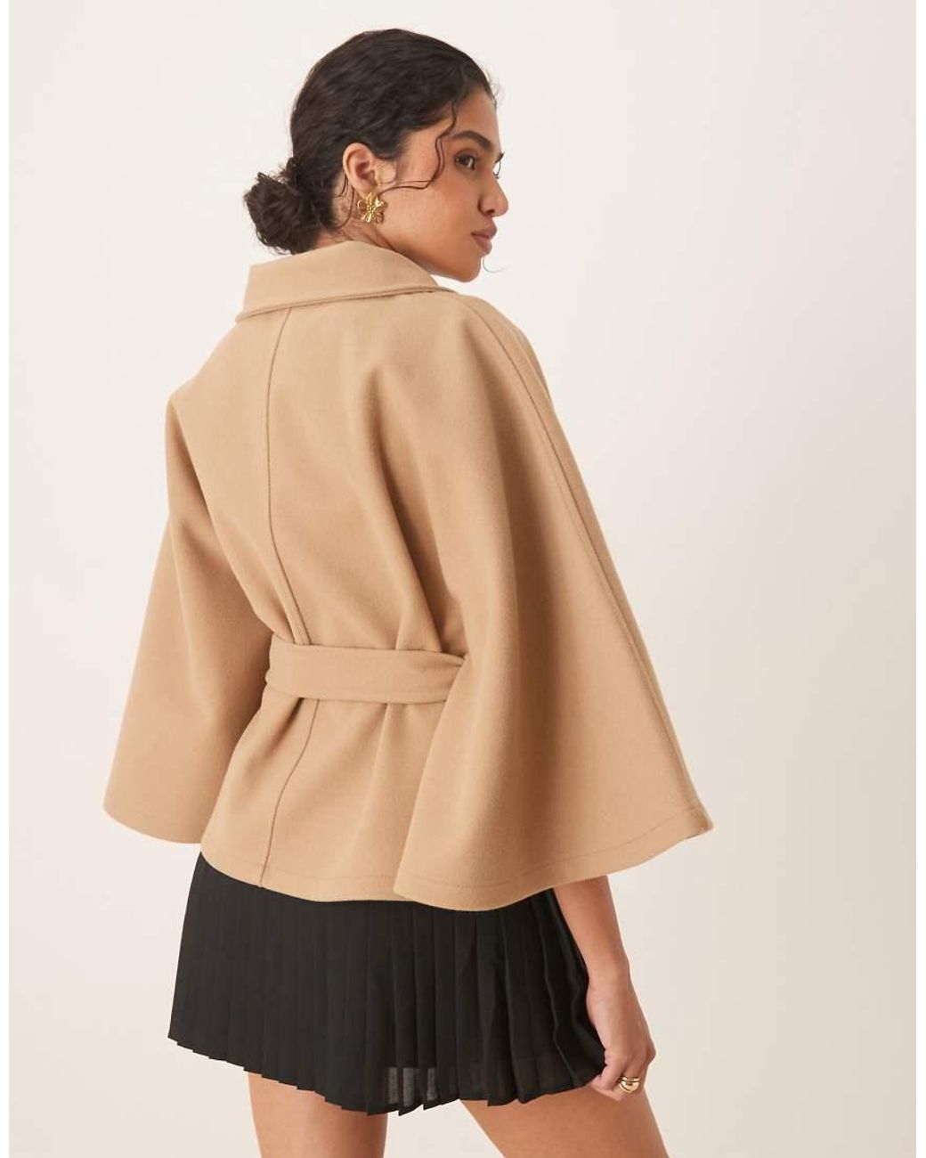 Gina Tricot Natural Funnel Neck Belt Cape Jacket