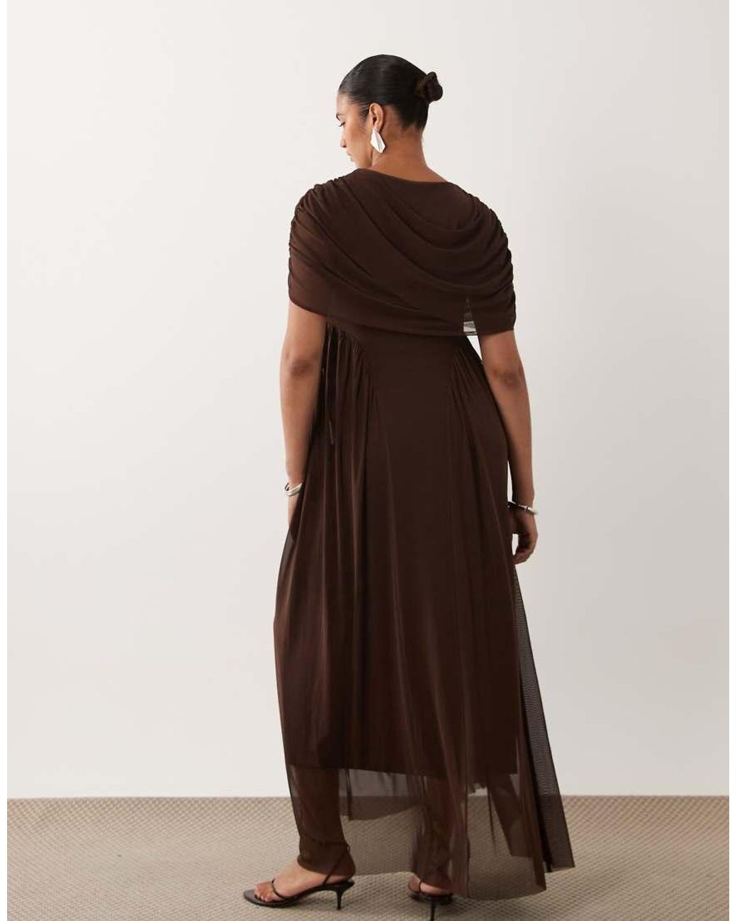 Vero Moda Brown Cape Detail Maxi Dress