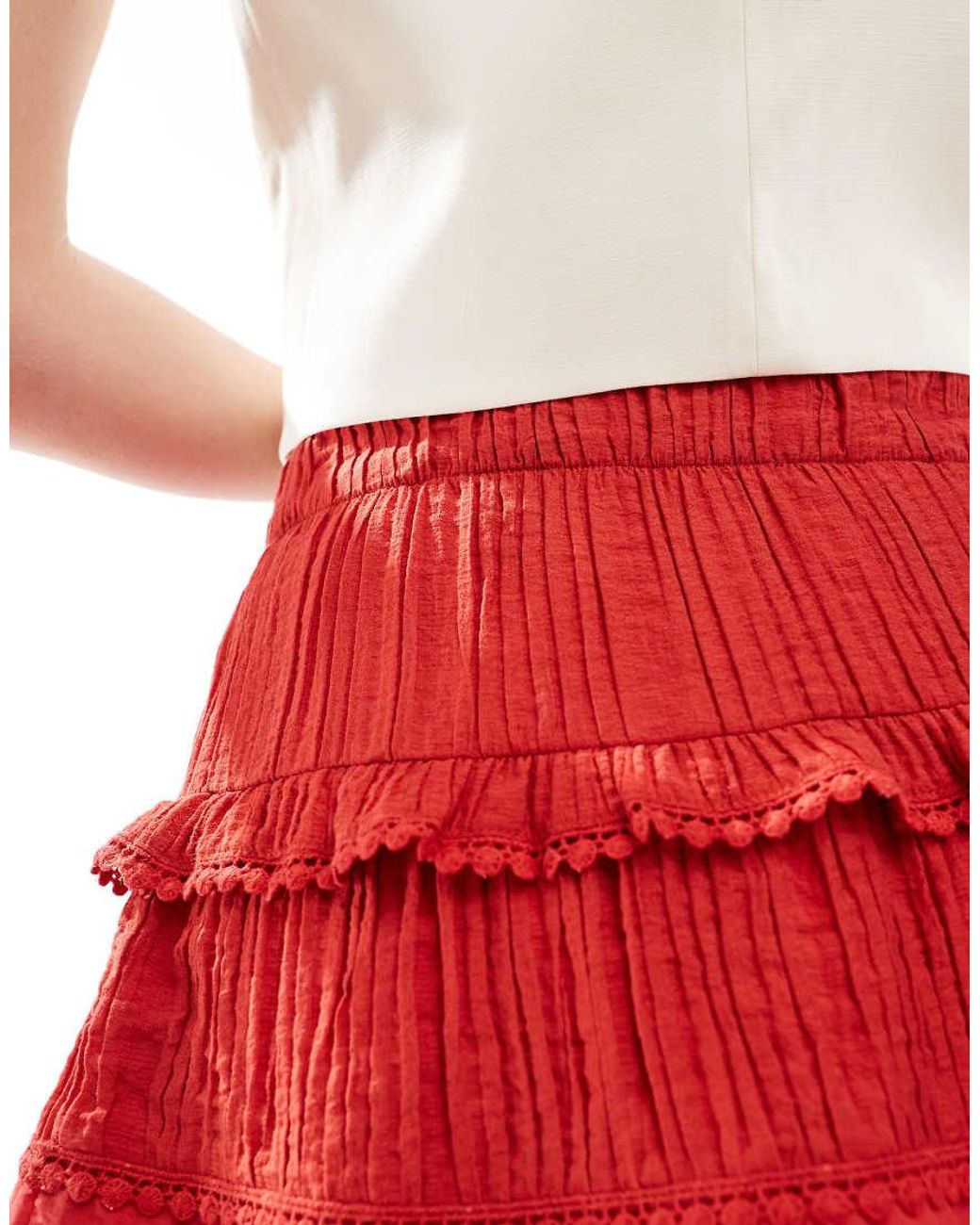 New Look Embroidered Tiered Mini Skirt