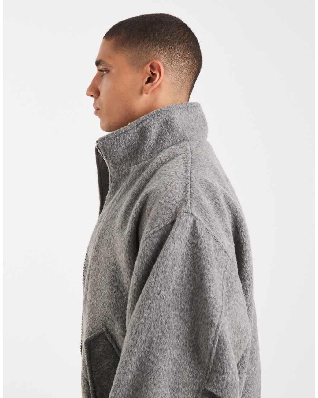 ASOS Gray Wool Look Bomber for men