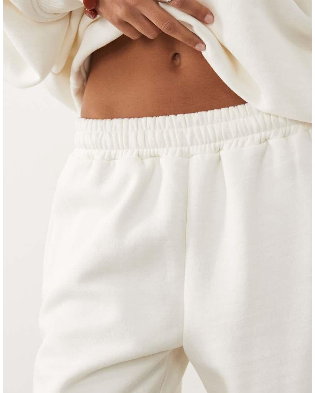 Kaiia White Cotton Rich Embroidered Logo Detail Wide Leg Sweatpants