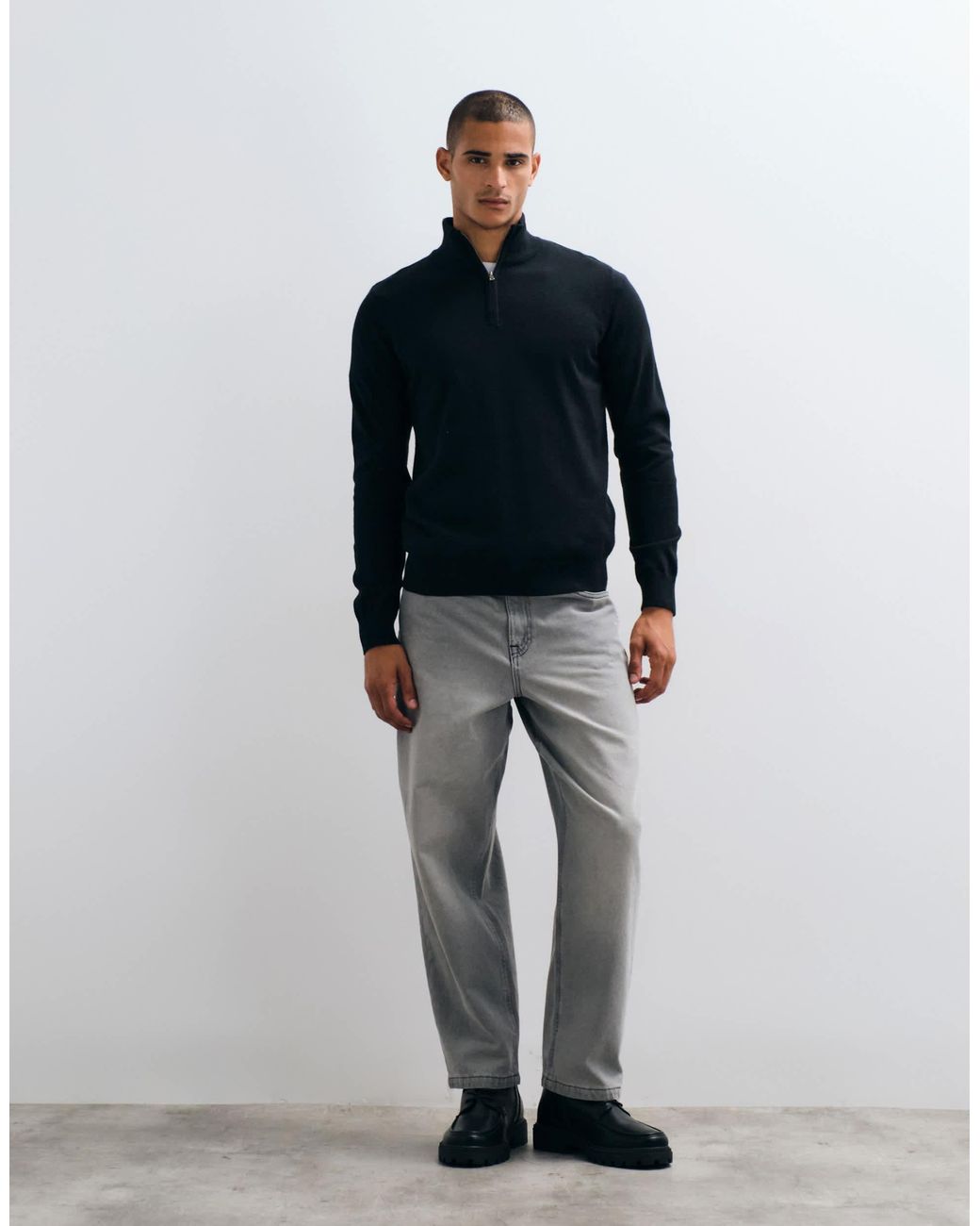 Pull en maille à demi-zip Threadbare pour homme en coloris Blue