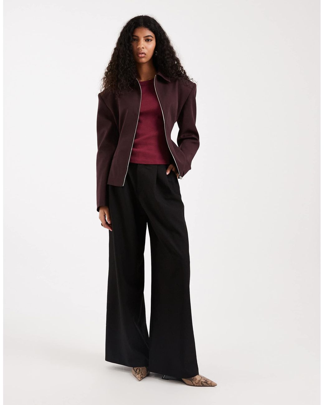 ASOS Brown Zip Up Cinch Blazer