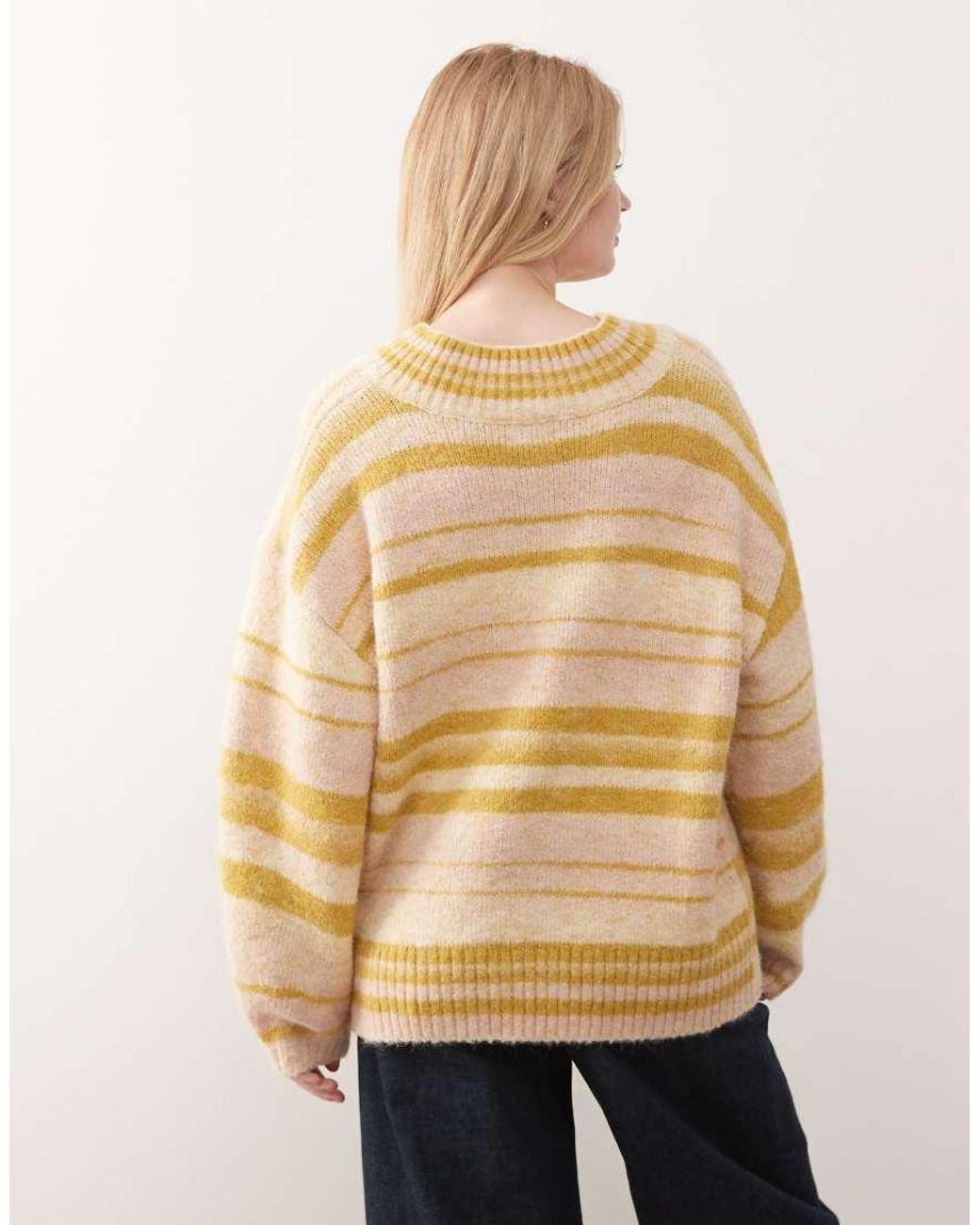 Monki Natural Oversized V Neck Jumper