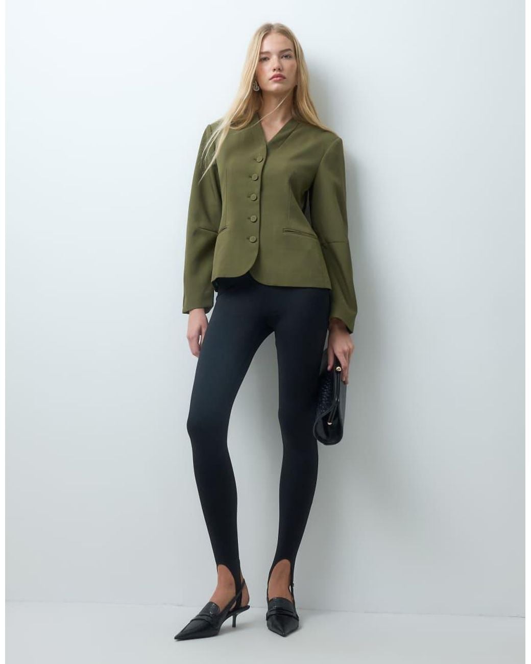 Vero Moda Green Structured Collarless Blazer