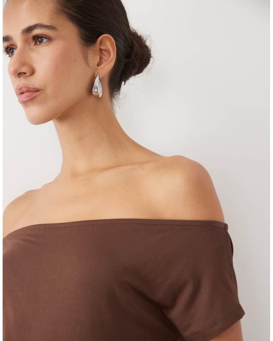 New Look Brown Off Shoulder Tee