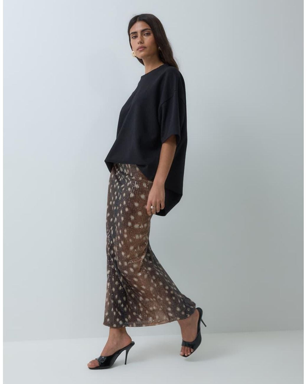 ASOS Blue Sequin Midi Skirt