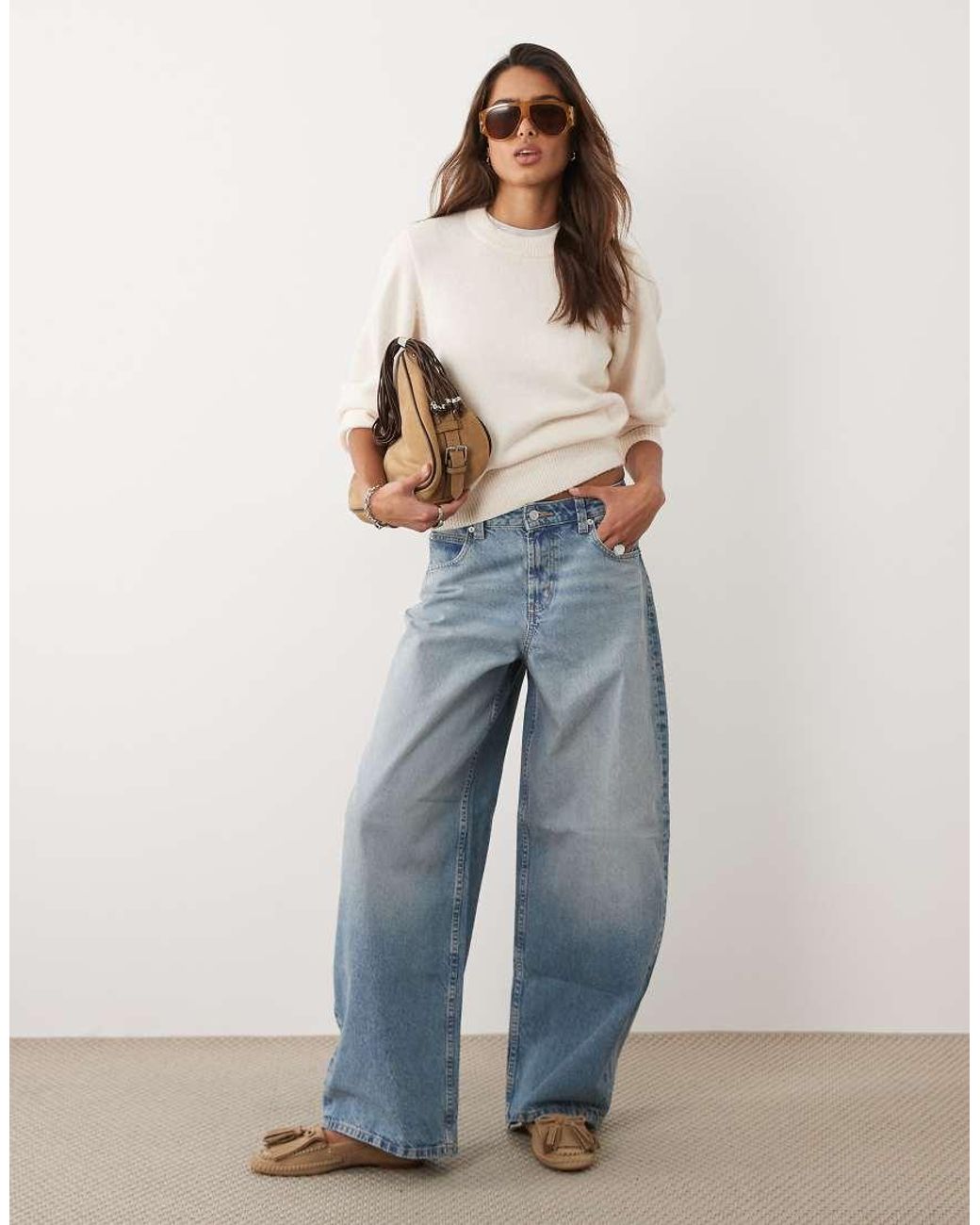 ASOS Natural Waisted Wool-blend Crew Neck Jumper