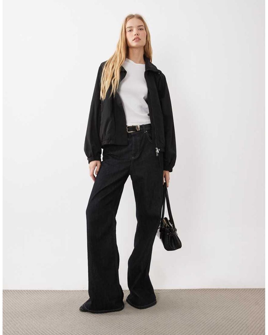 ARKET Black Funnel Neck Sporty Bomber Jacket