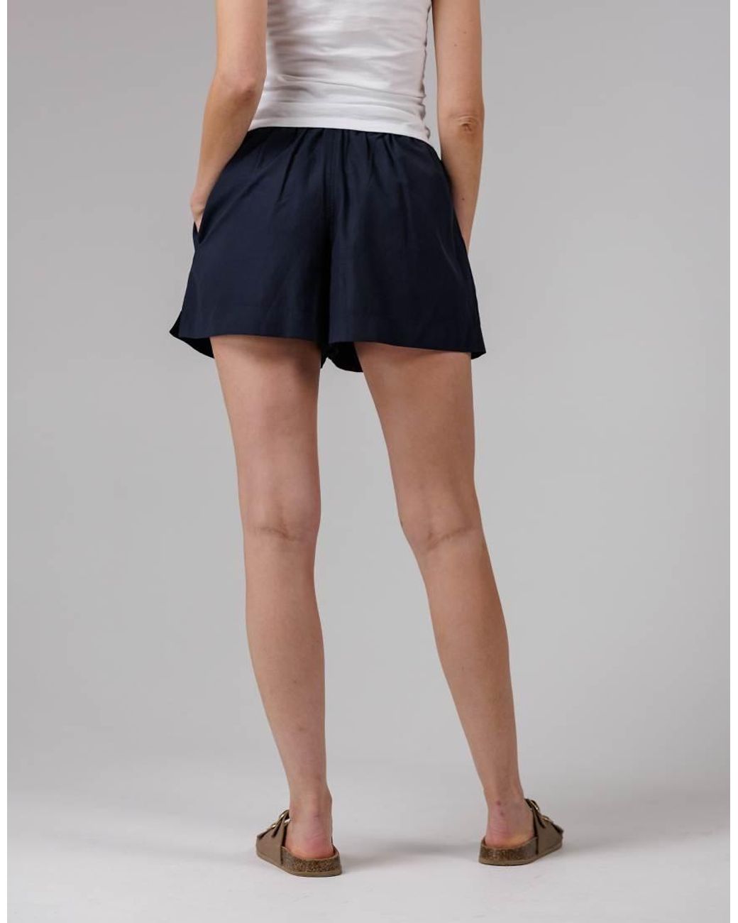 French Connection Blue Cotton Elasticated Waist Shorts