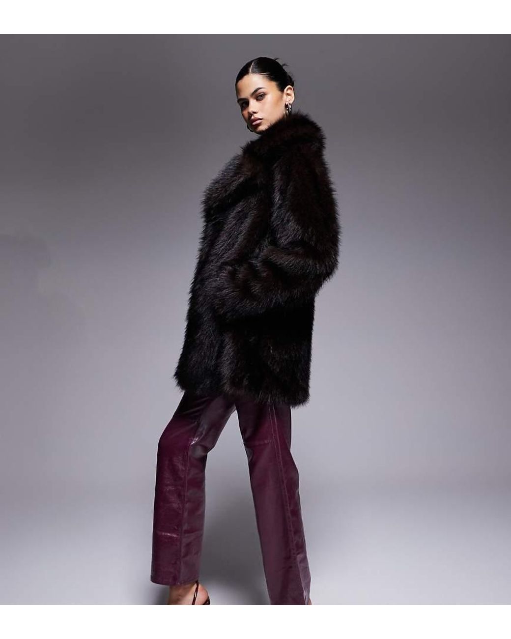 The Frolic Purple Exclusive Oversized Collar Faux Fur Jacket