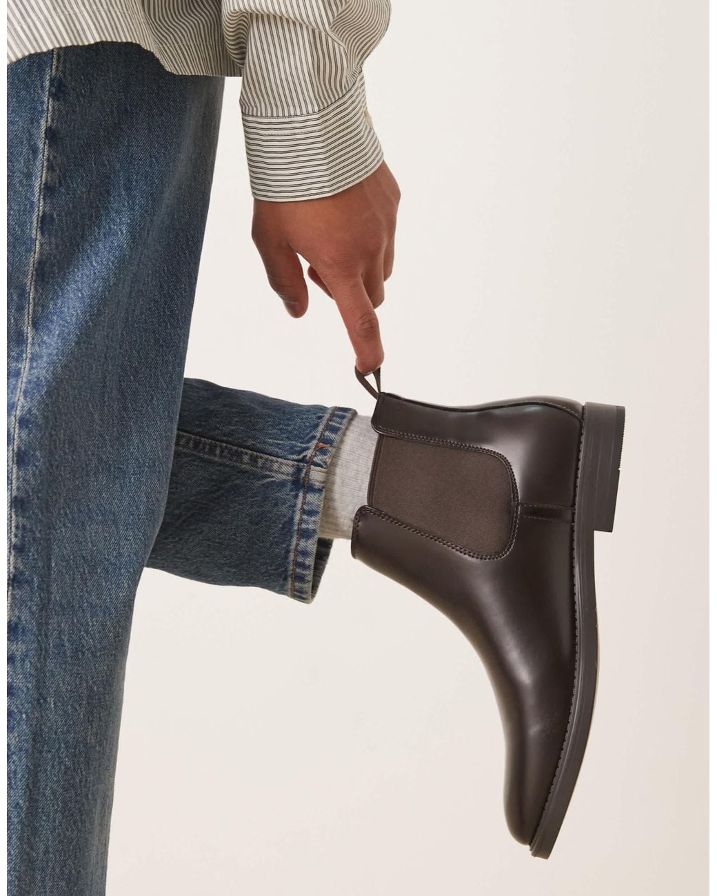Mango Blue Leather Chelsea Boot for men