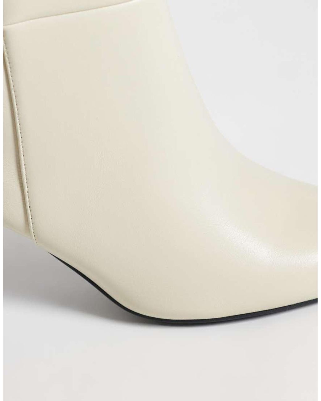 SEQWL White Benz Knee High Kitten Heel Boots