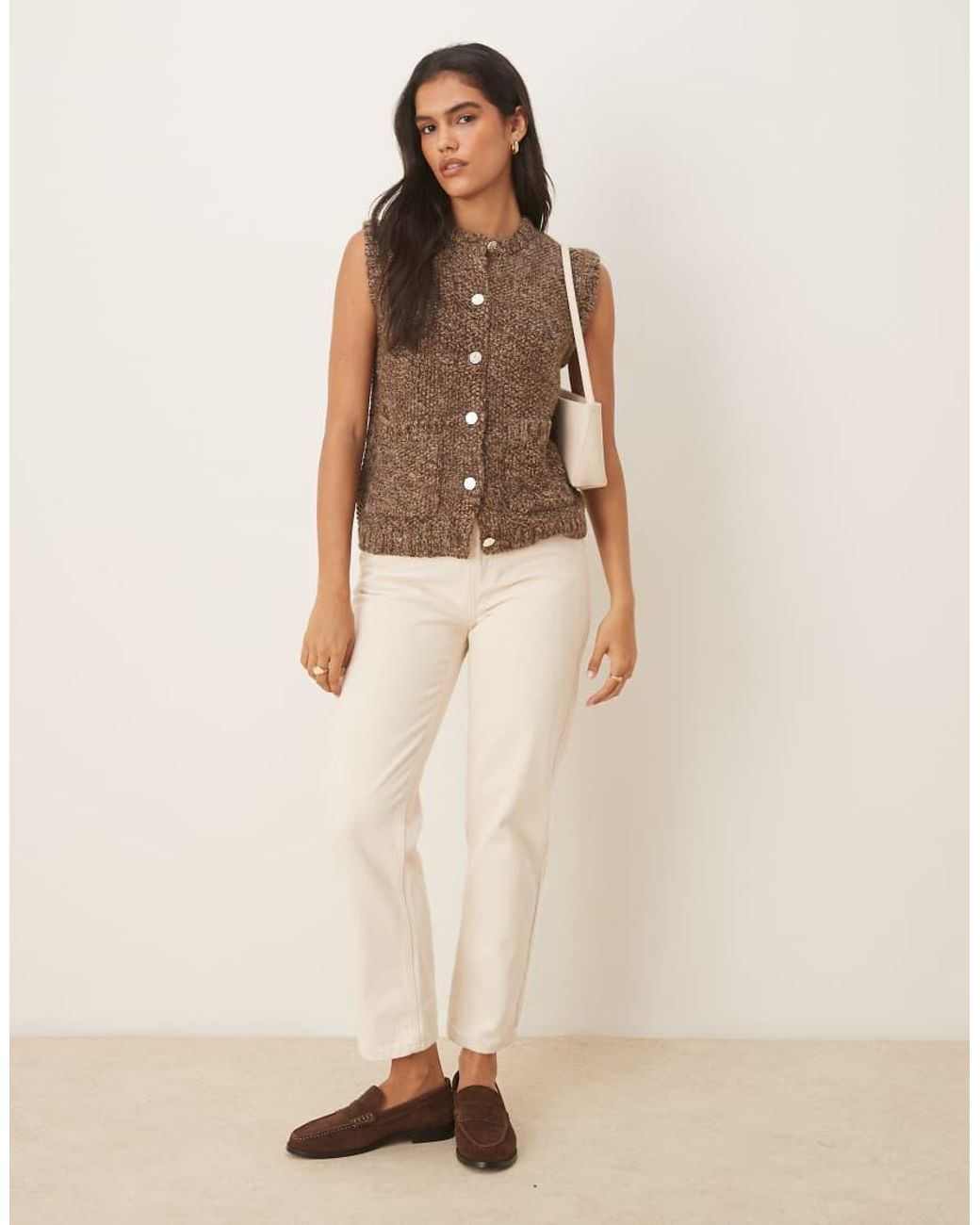 Threadbare Brown Knitted Waistcoat With Buttons