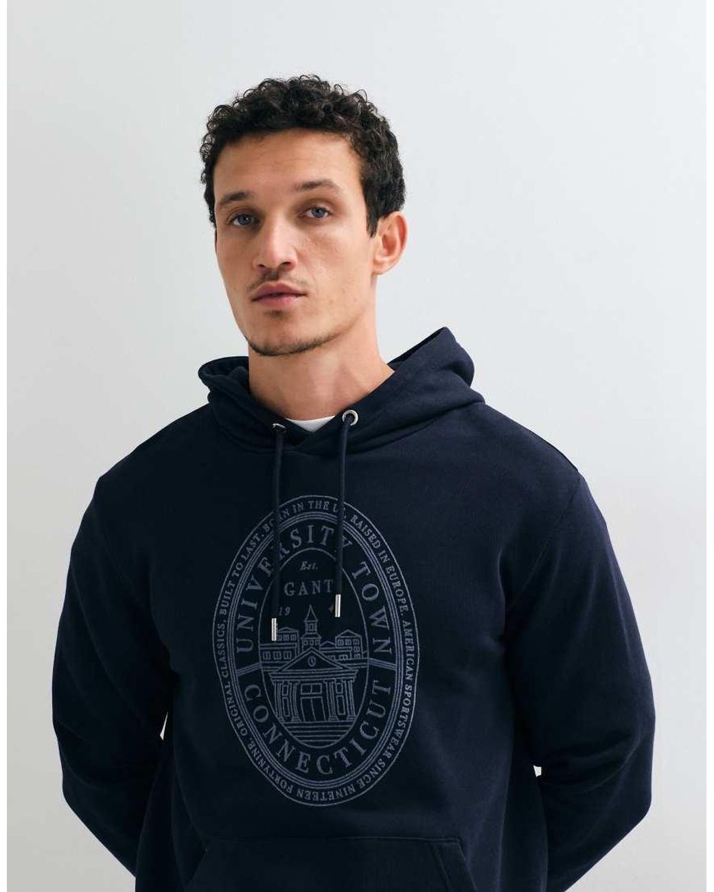 Gant Blue Varsity Chest Graphic Logo Hoodie for men