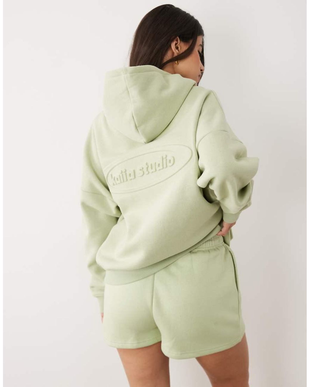 Kaiia Green Studio Embossed Logo Mini Shorts
