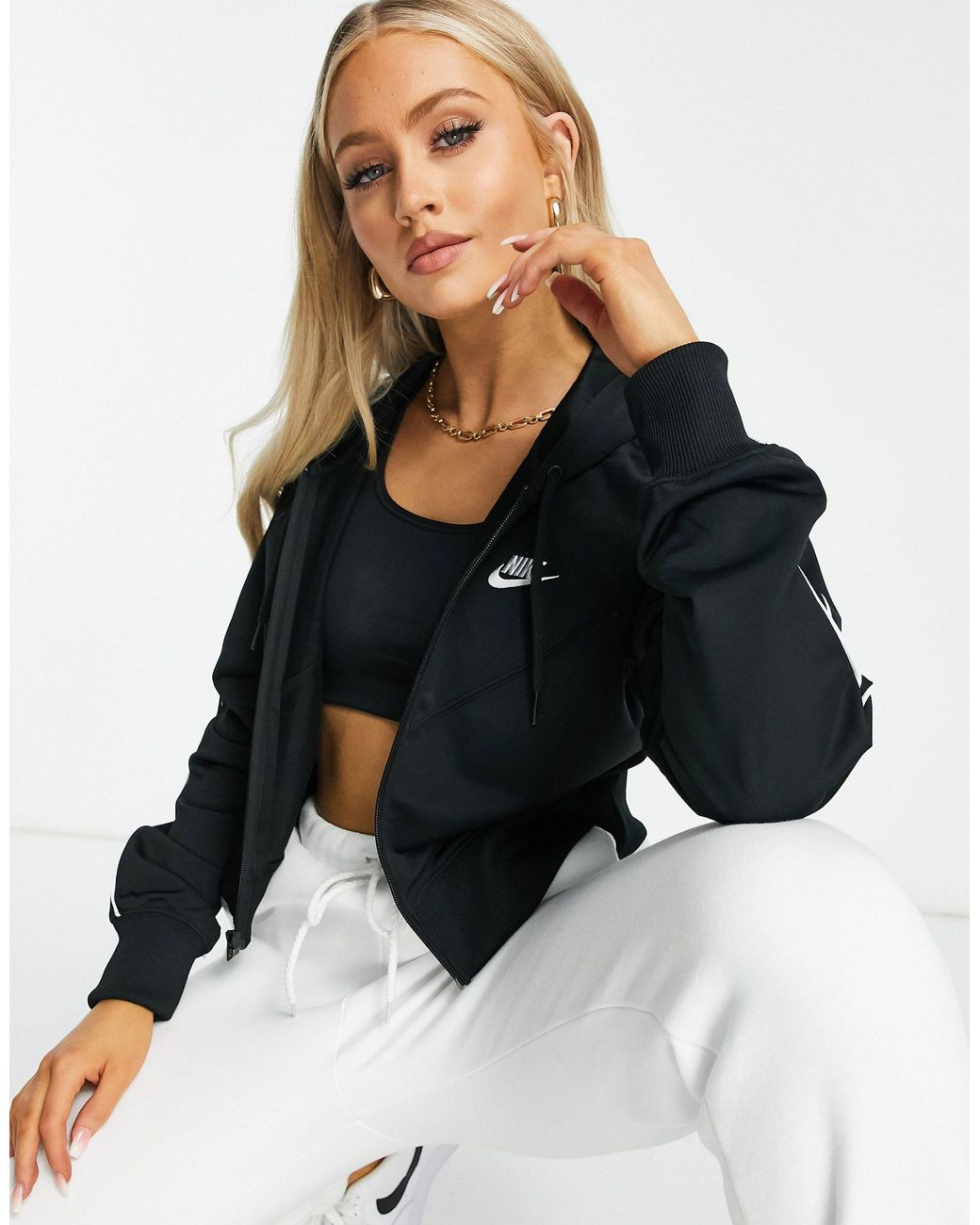 Nike Cropped Hoodie in Black | Lyst