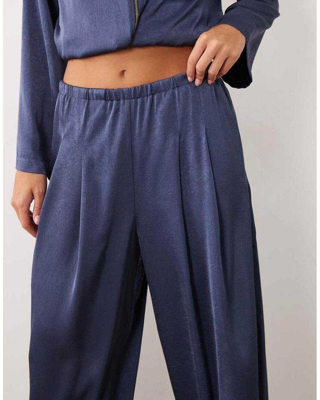 ASOS Blue Satin Pleated Balloon Trousers