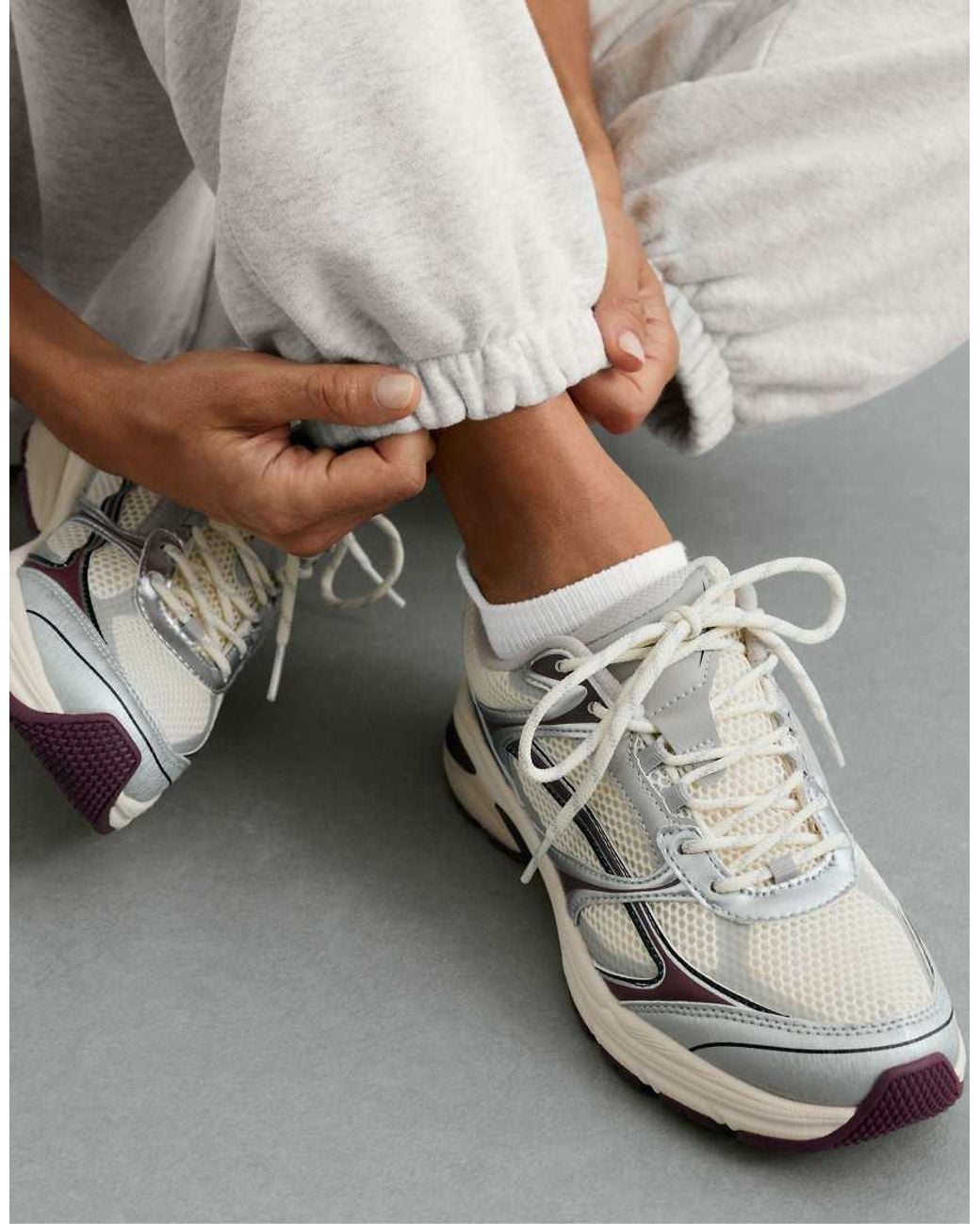 Oysho Purple 3 Pairs Of Cotton Blend Sneaker Socks With Heel Tab