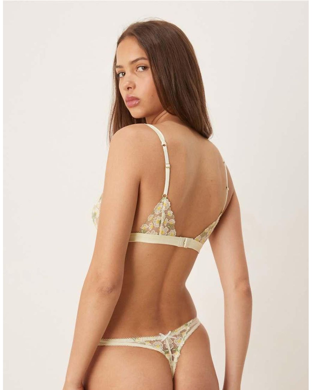 ASOS Brown Camille Premium Daisy Embroidery Triangle Bra