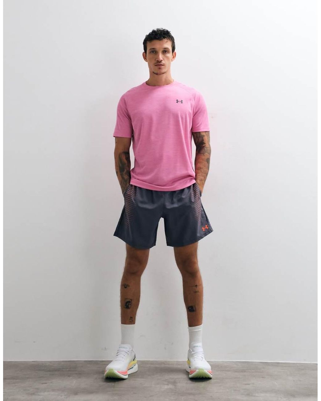 Under Armour Pink Tech Textured Short Sleeve T-shirt for men