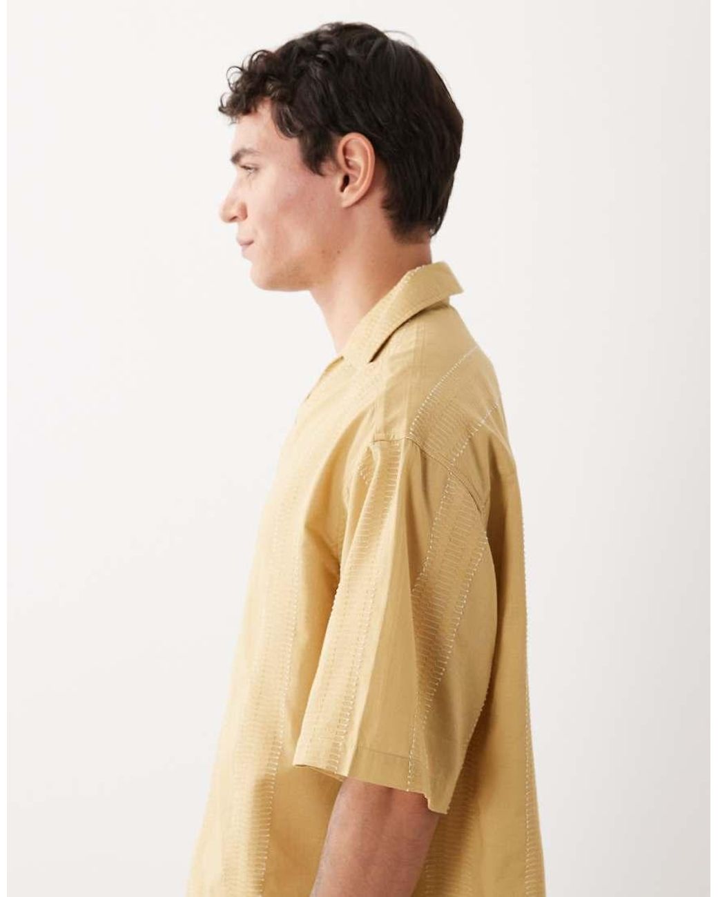 ASOS Natural Boxy Oversized Overhead Textured Shirt for men