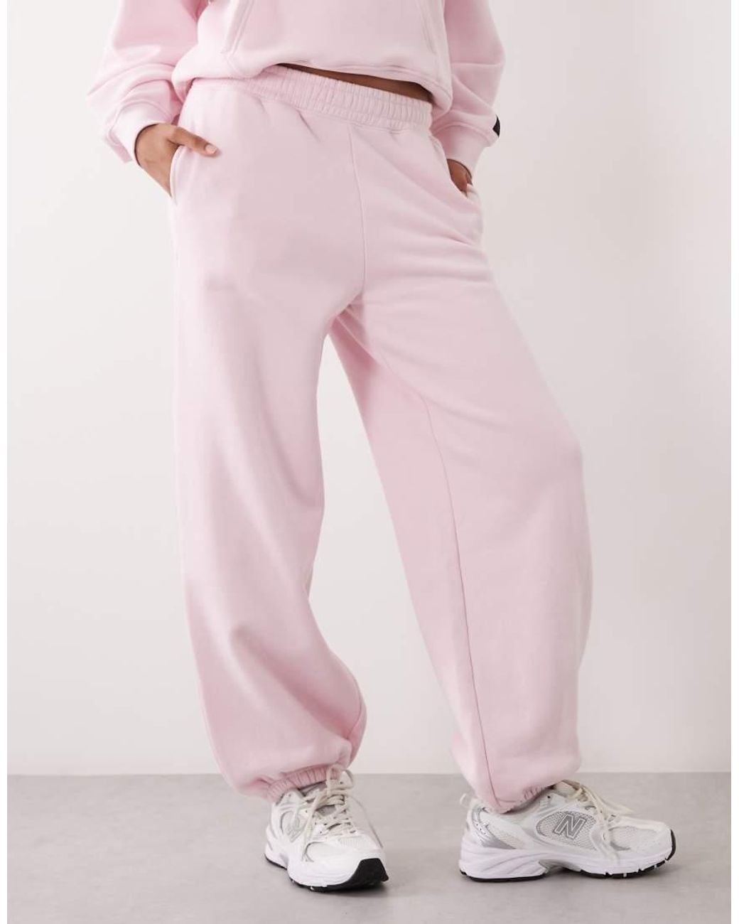 4505 Pink Rest Day 400gsm Heavyweight Cotton Slouchy Fit Cuffed Sweatpants