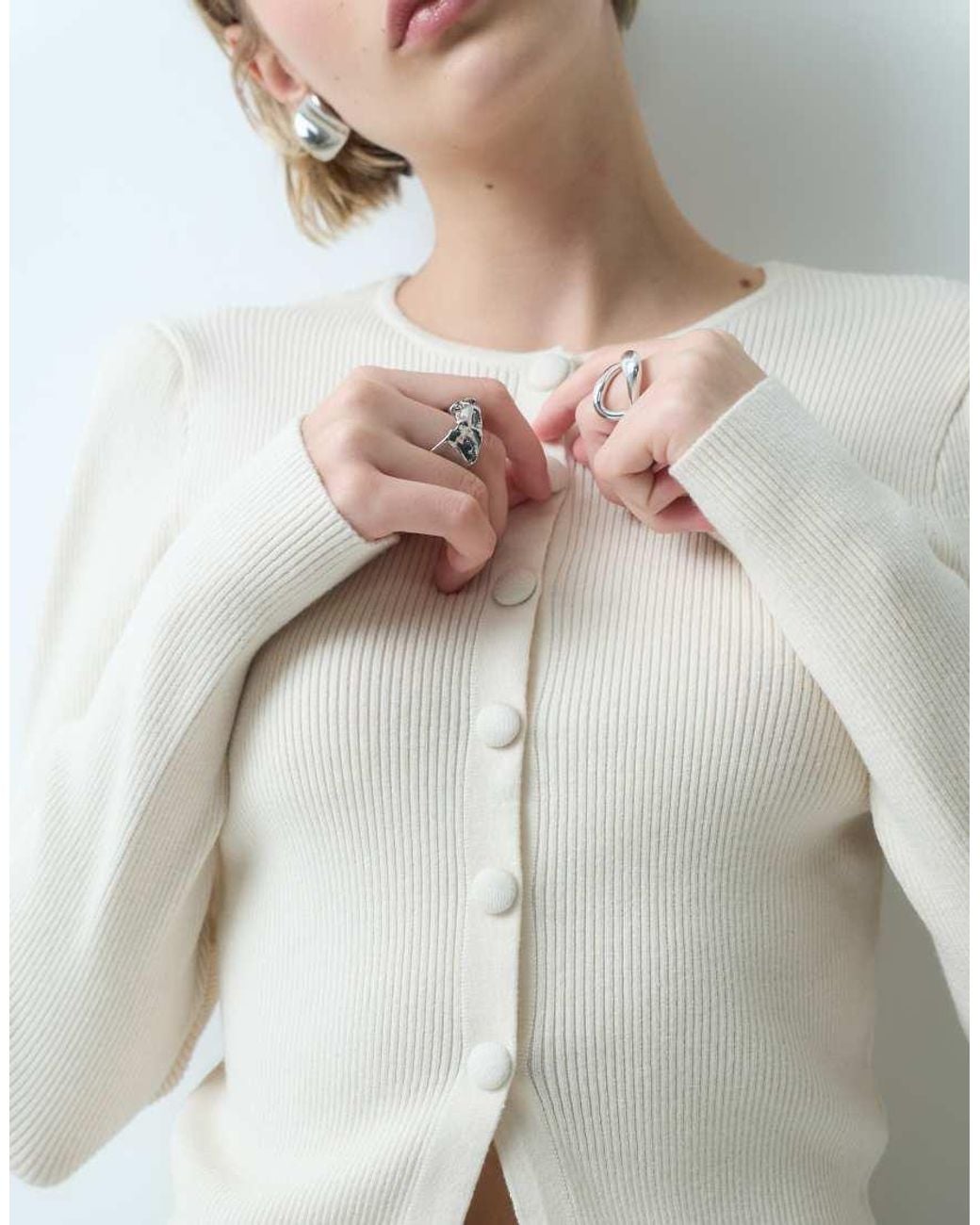 Miss Selfridge Gray Cinched Compact Knit Cardigan