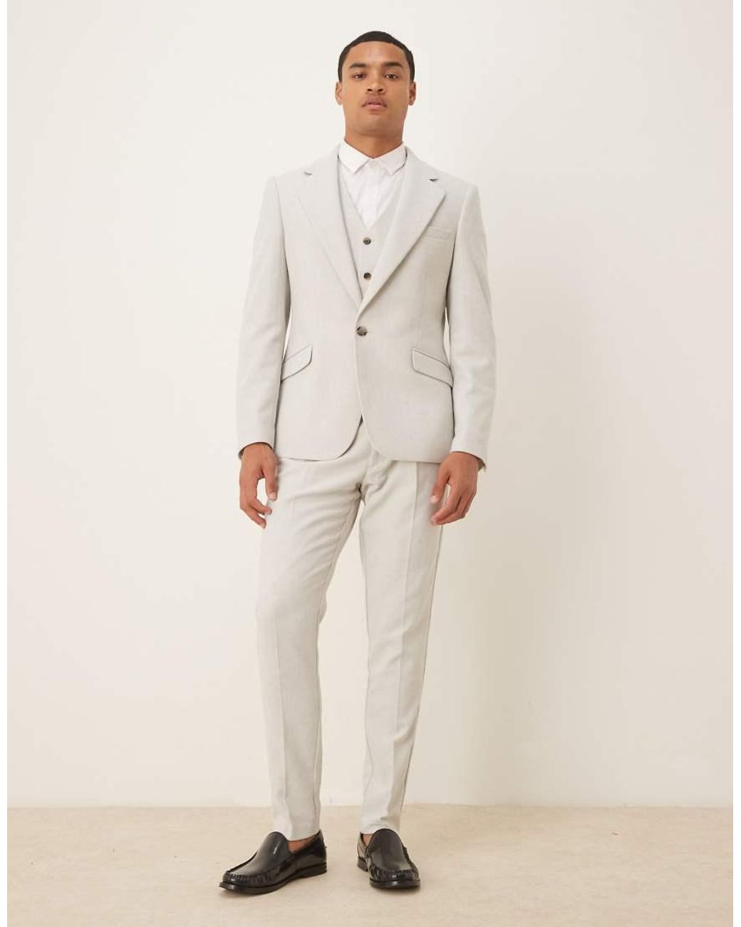 ASOS Natural Wool Mix Skinny Suit Pants for men