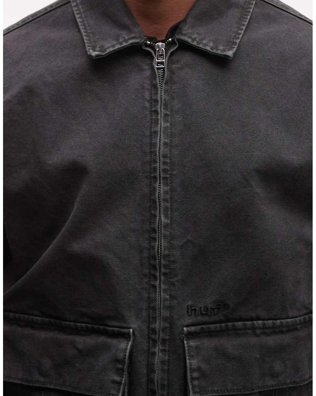 Huf Black Pacific Workwear Style Zip Through Jacket for men