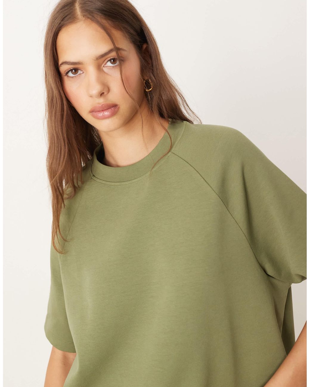 ASOS Interlock Raglan T-shirt in Green | Lyst Canada