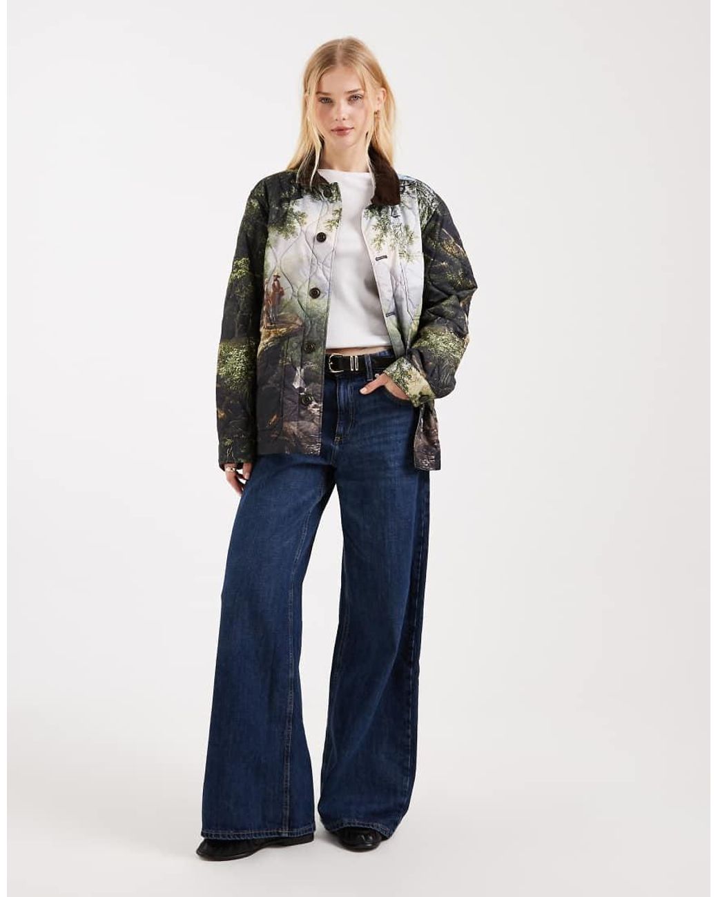 Polo Ralph Lauren Gray Quilted All Over Print Shirt Jacket