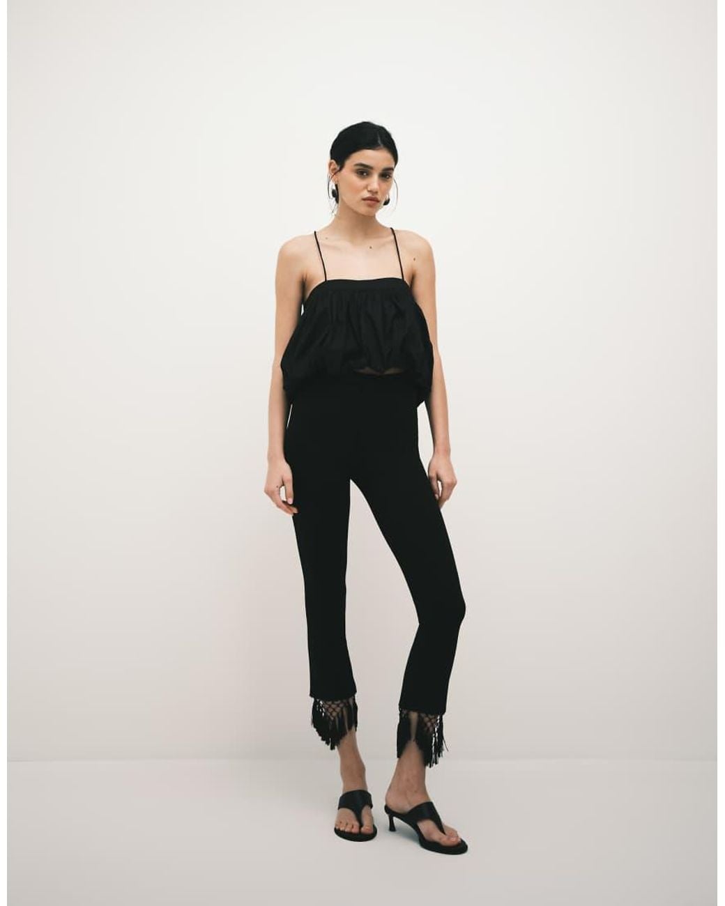 ASOS White Ponte Capri Pant With Tassel Hem