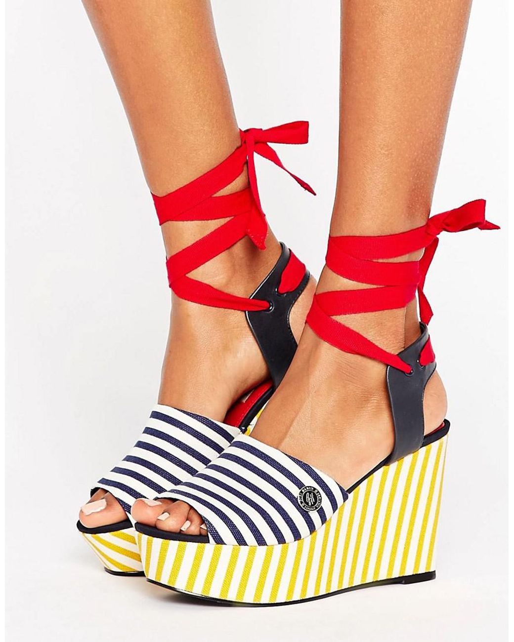 Machu Picchu Glimte sammentrækning Tommy Hilfiger Gigi Hadid Stripe Wedge Sandals | Lyst