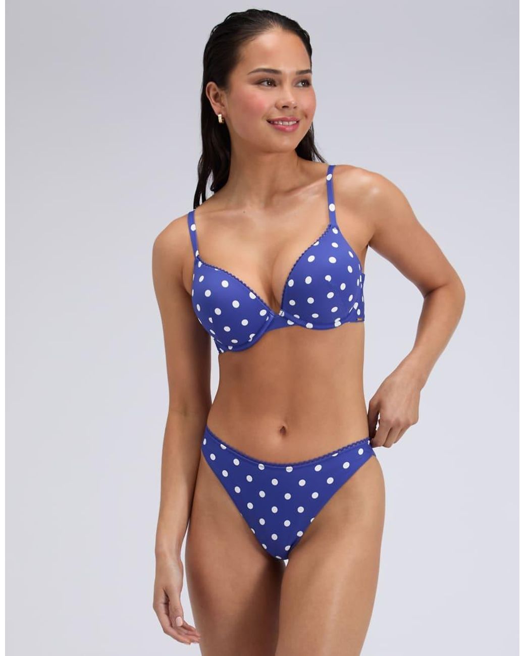 Boux Avenue Blue Hydra Brief Bikini Bottoms Summer Polka Dot Classic Swimwear