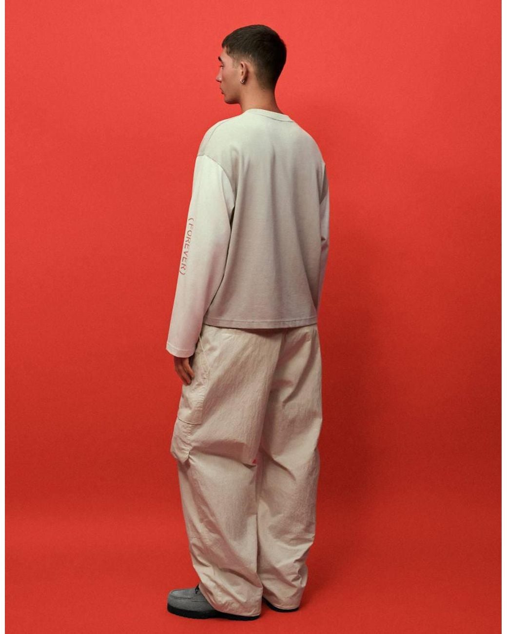 Bershka Red Boxy Long Sleeve T-shirt Out Of Core for men