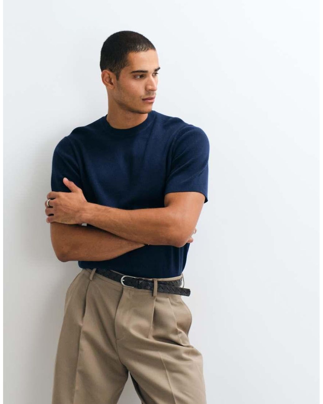 ASOS Blue Essential Fine-rib Knit Crew-neck for men